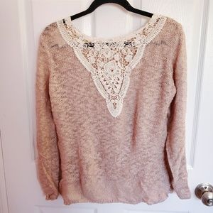 Dusty Rose Lace Back Sweater